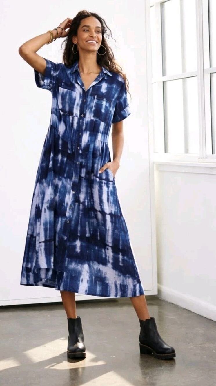 Maeve by Anthropologie Tereza Midi Shirt Dress Size xS Pockets Button No Belt